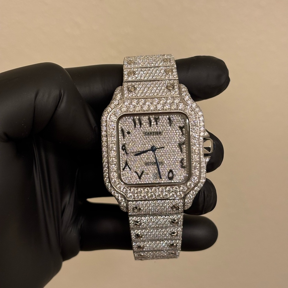 Cartier Silver Diamond-Encrusted Watch